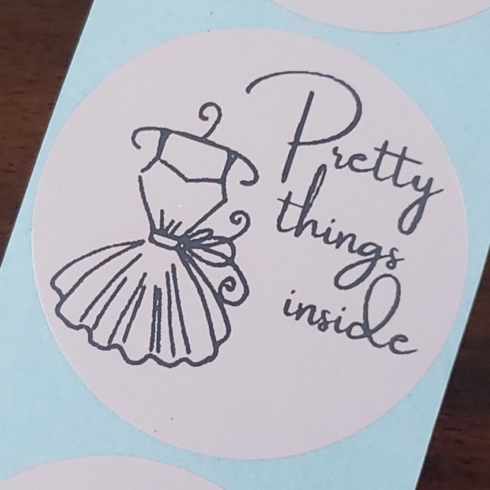 3/$15 Set of 50 2" ROUND STICKERS PURPLE PINK Pretty Things Inside